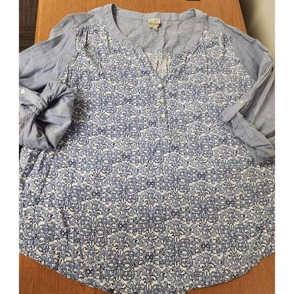 Como Vintage 2X ble floral top with roll-up sleeves - Picture 5 of 7